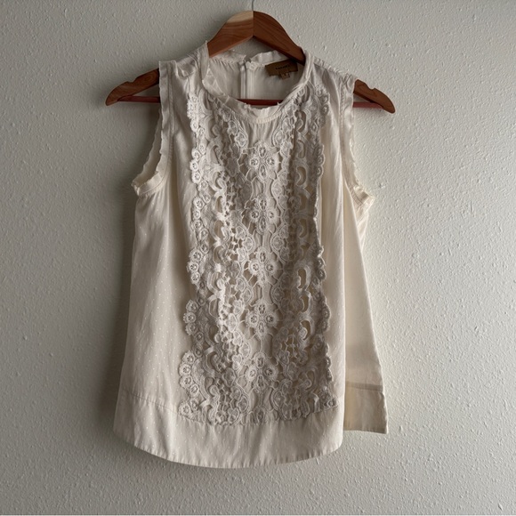 Anthropologie Tops - Anthropologie Kachel Silk Cotton Blend Top Floral Crochet Boho Cottagecore 6